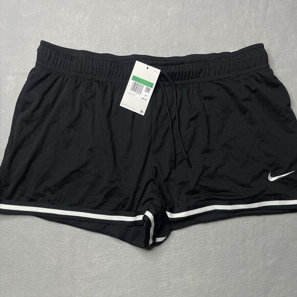 Nike Women's Sportswear Essentials Mesh Mid-Rise Shorts Black And White XL NWT - Picture 1 of 12